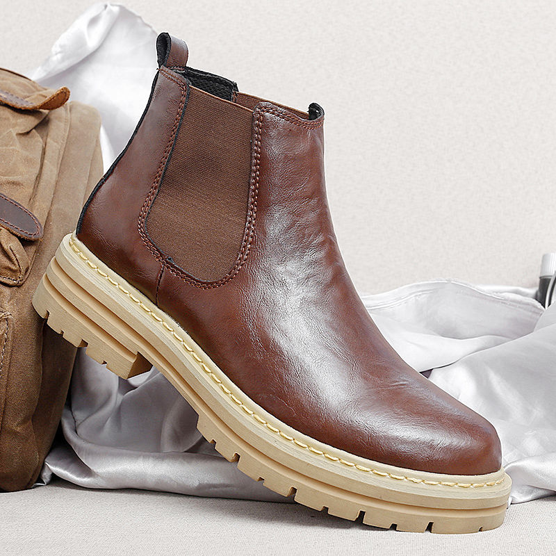 Thumbnail: Mens Chelsea Boots Big Size 47 48 Winter Leather Platform Thick Sole Footwear