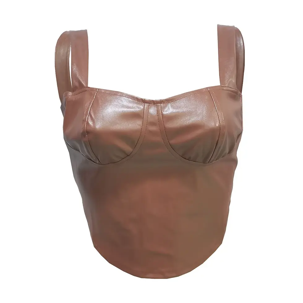Thumbnail: Women’s PU Leather Strapless Corset Tube Tank Top