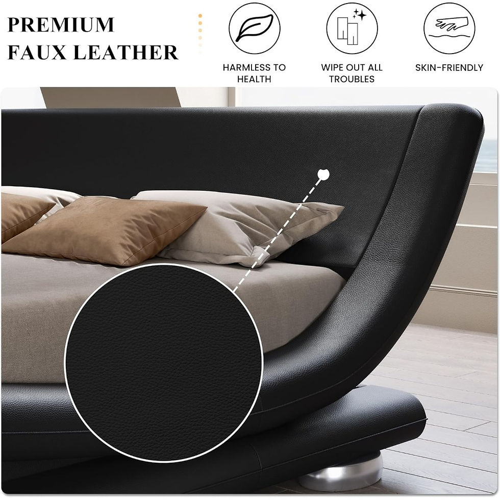 Thumbnail: Queen Size Bed Frame with Faux Leather Ergonomic Headboard