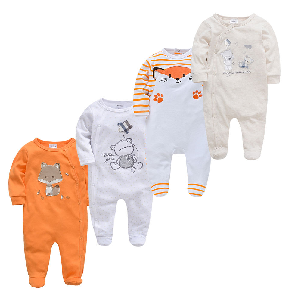 Thumbnail: 3/4 Pcs Kavkas Baby Boy & Girl Rompers Cotton Clothes