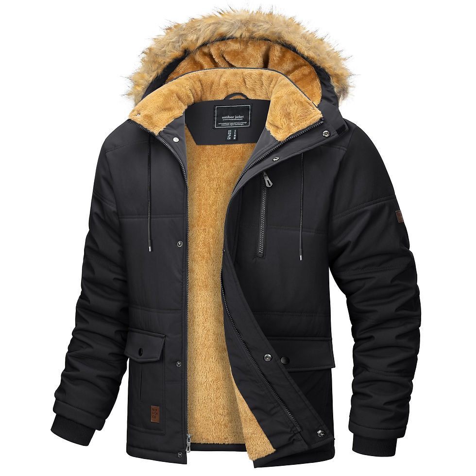 Thumbnail: Mens Winter Fleece Jacket Thermal Warm Hooded Coat with Removable Hood Hiking