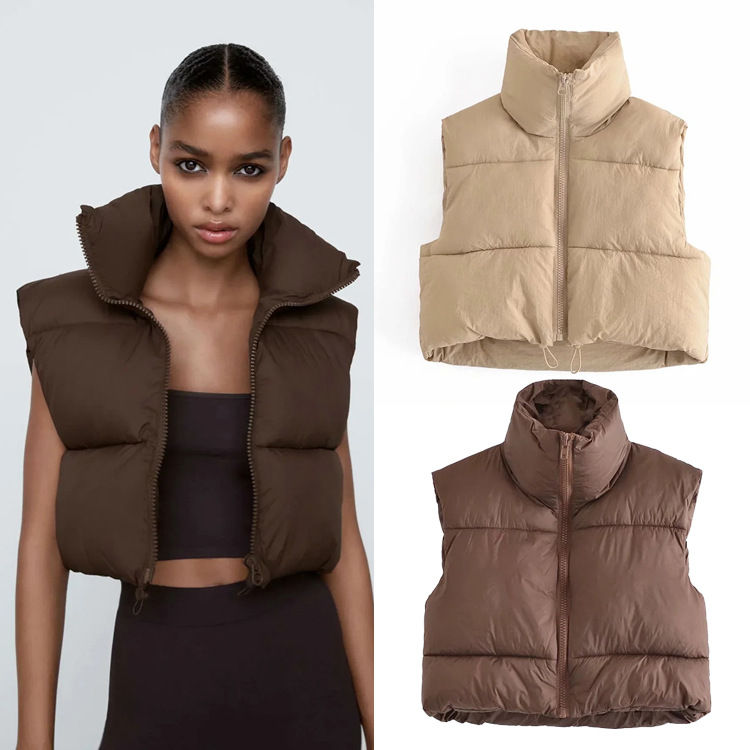Women's Quilted Sleeveless Puffer Vest Faux Down Winter Jacket