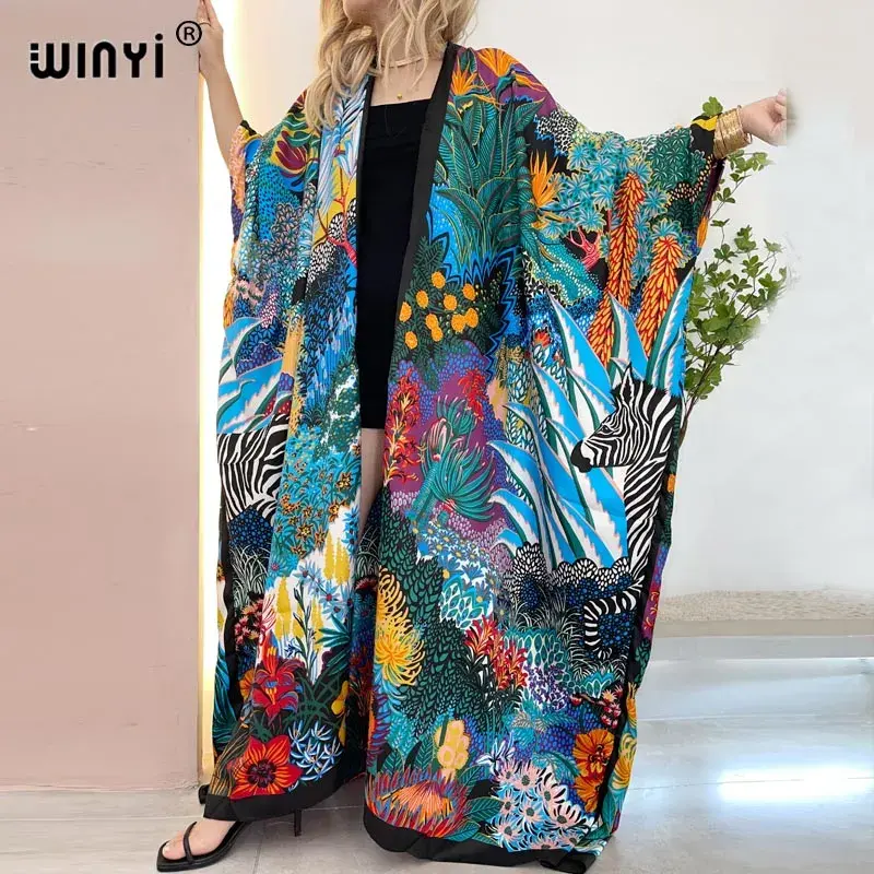 Thumbnail: Autumn Boho Cardigan Maxi Dress Batwing Sleeve Silk‑Feel