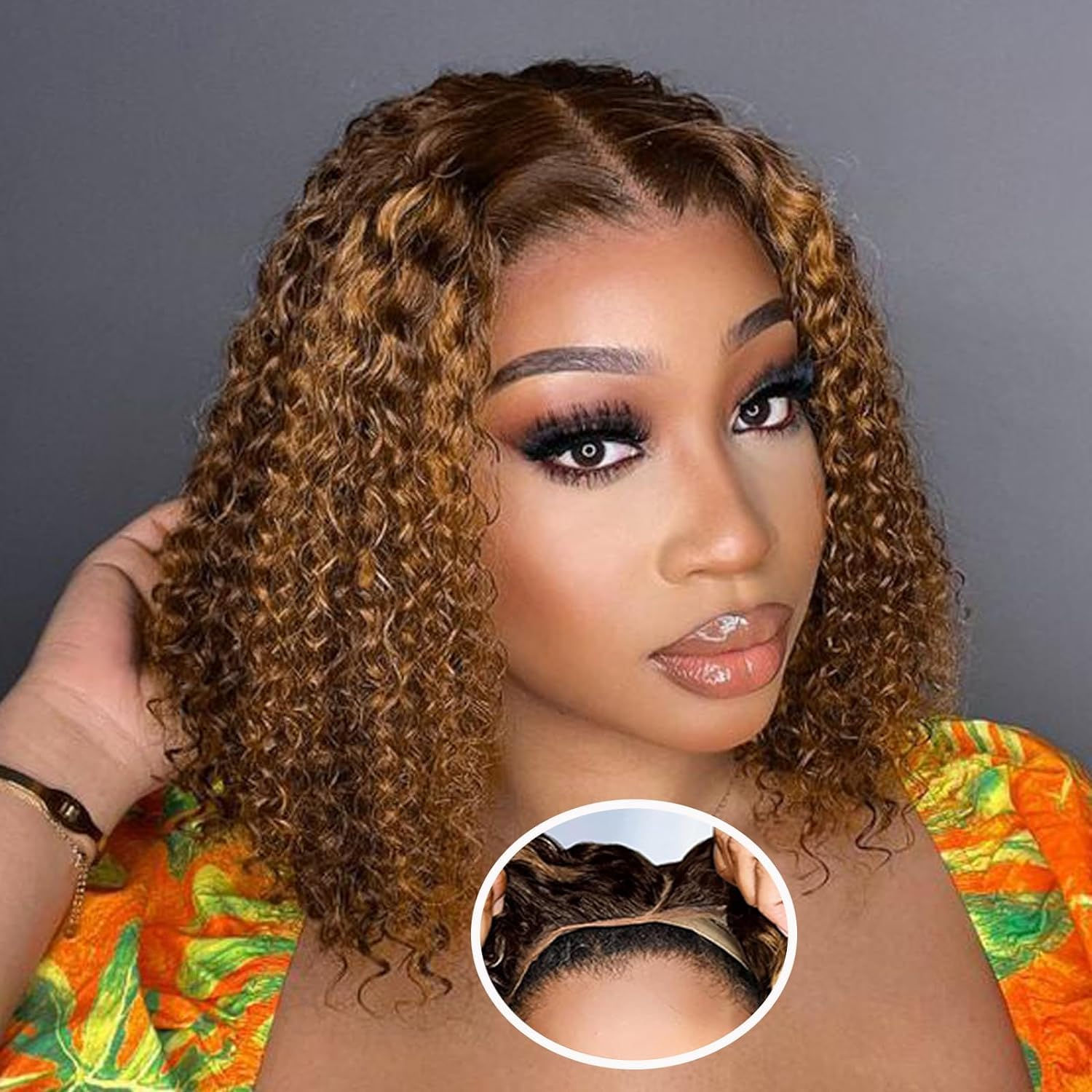 Honey Blonde Deep Wave Glueless Bob Wig – 5*5 Brazilian Remy Hair, HD Lace