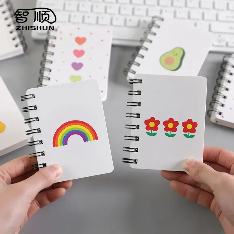 Thumbnail: Small Flower Love Pocket Notebook with Side Flip Coil Binding 80 Sheets