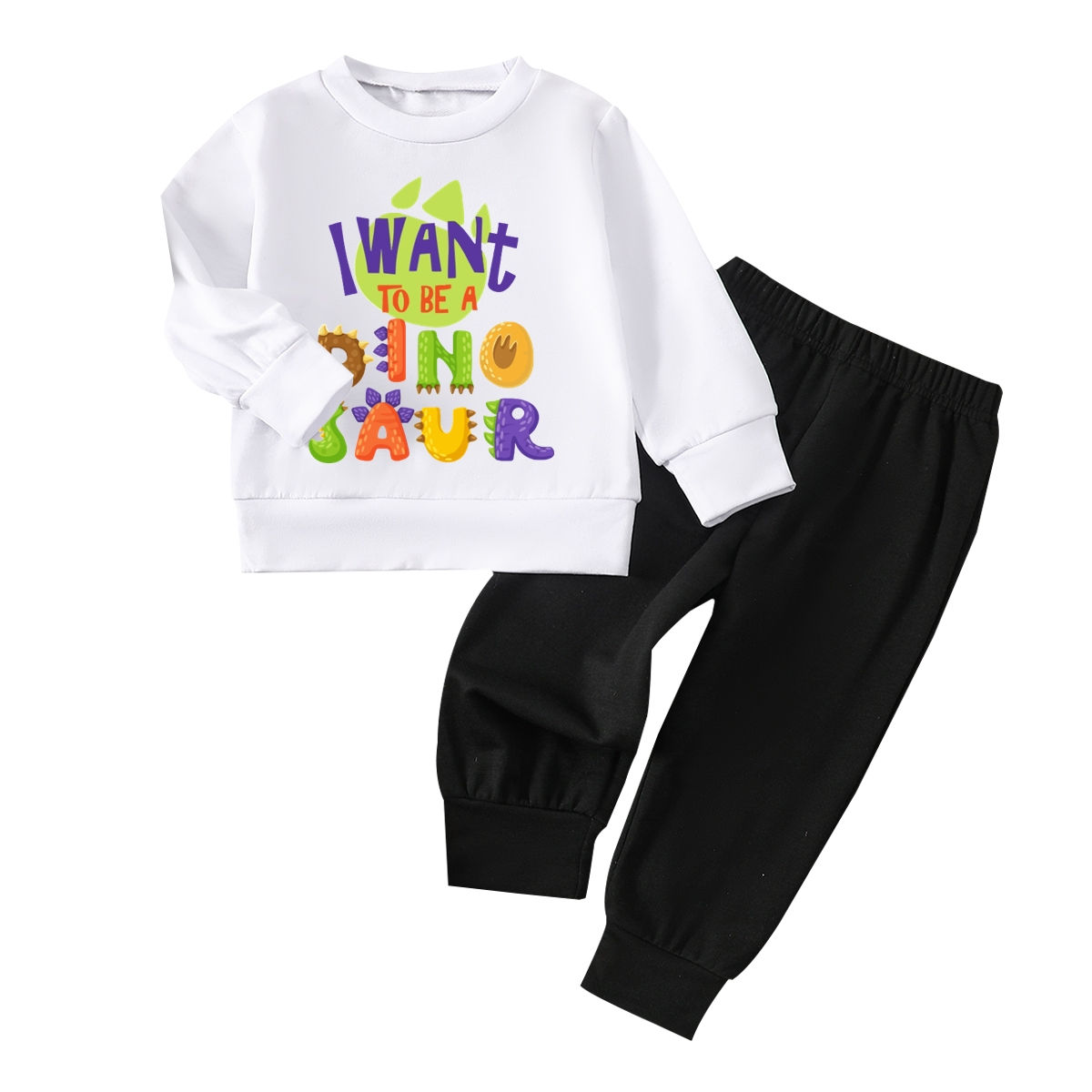 Kids 2 Piece Outfit Set with Letter Print Long Sleeve Top and Pants