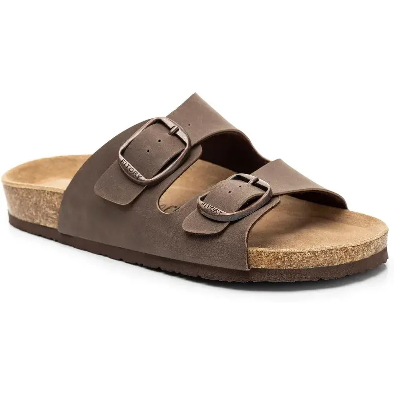 Thumbnail: Women’s Flat Sandals with Cork Insole Open Toe Adjustable Slip On Slippers
