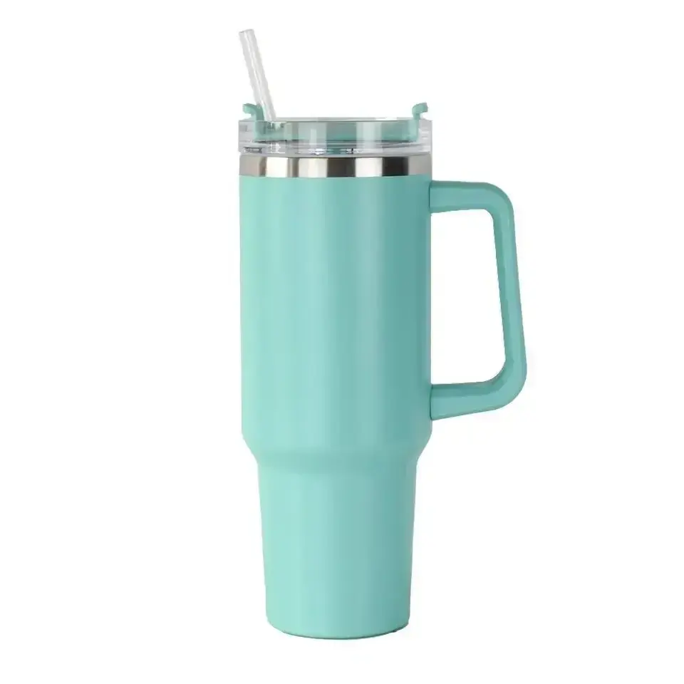 Thumbnail: Stainless Steel Car Cup with Handle & Straw – Vacuum Insulated, Large Capacity