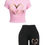 Thumbnail: Women's Slim-Fit Two-Piece Set – Heart Print T-Shirt & Shorts, Summer Casual