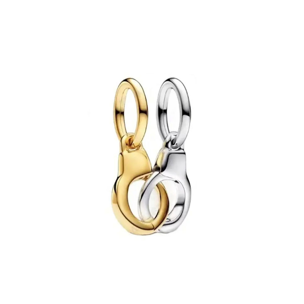 Thumbnail: Golden Love Heart Charm with Sun Lock and Key Bead Pendant for Bracelets