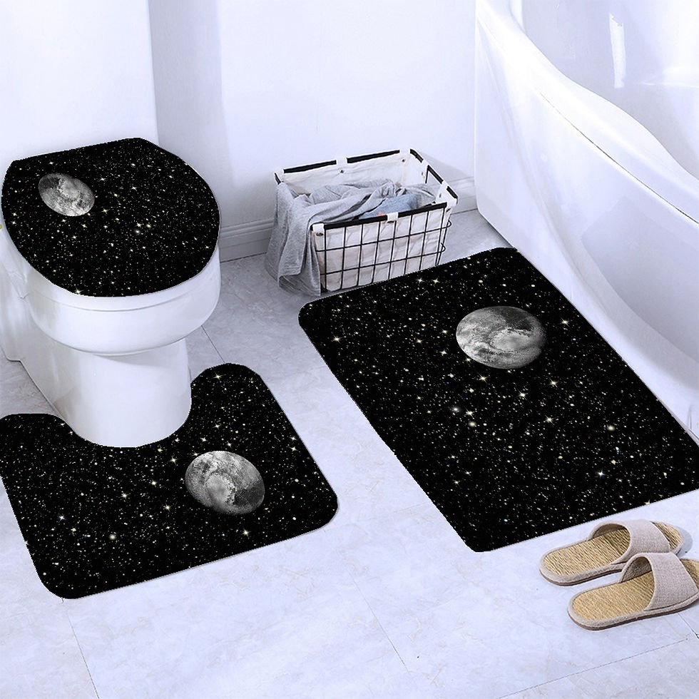 Thumbnail: Moonlight Sea Starry Sky Shower Curtain Set – Bath Rug & Mats