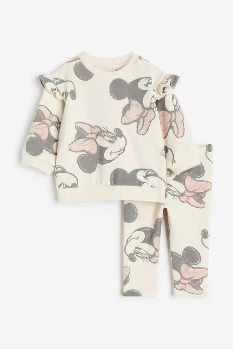 Thumbnail: Girls Autumn Minnie Daisy Print Sweatshirt and Leggings Set