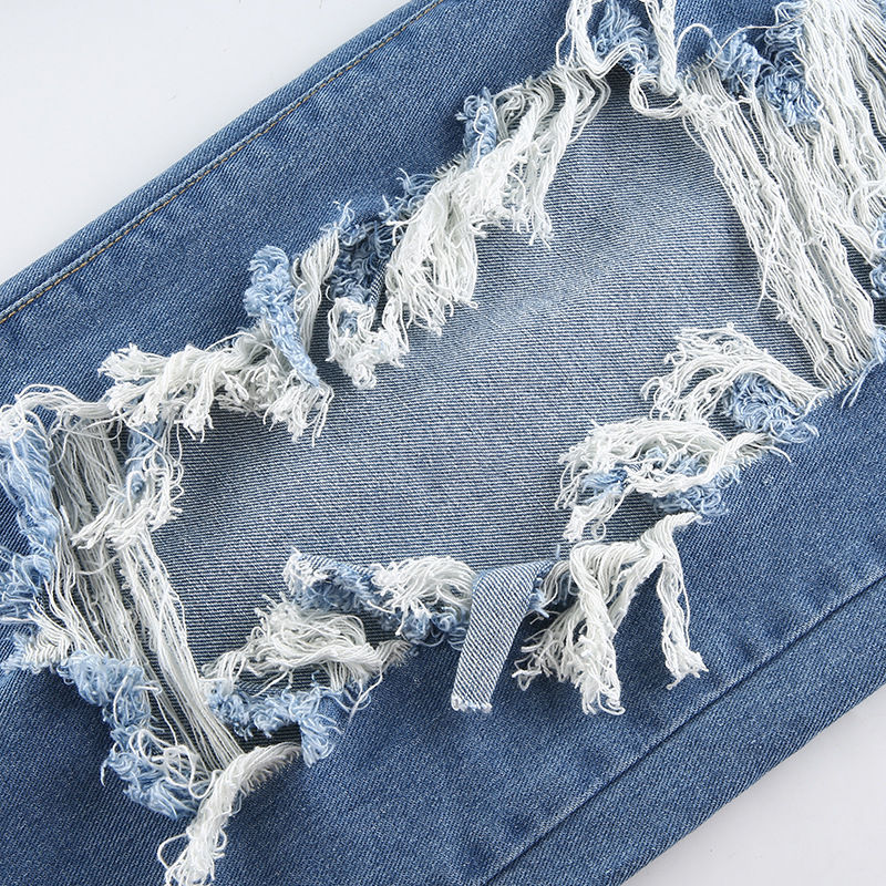 Thumbnail: Trendy High-Waist Ripped Plus Size Denim Jeans Women