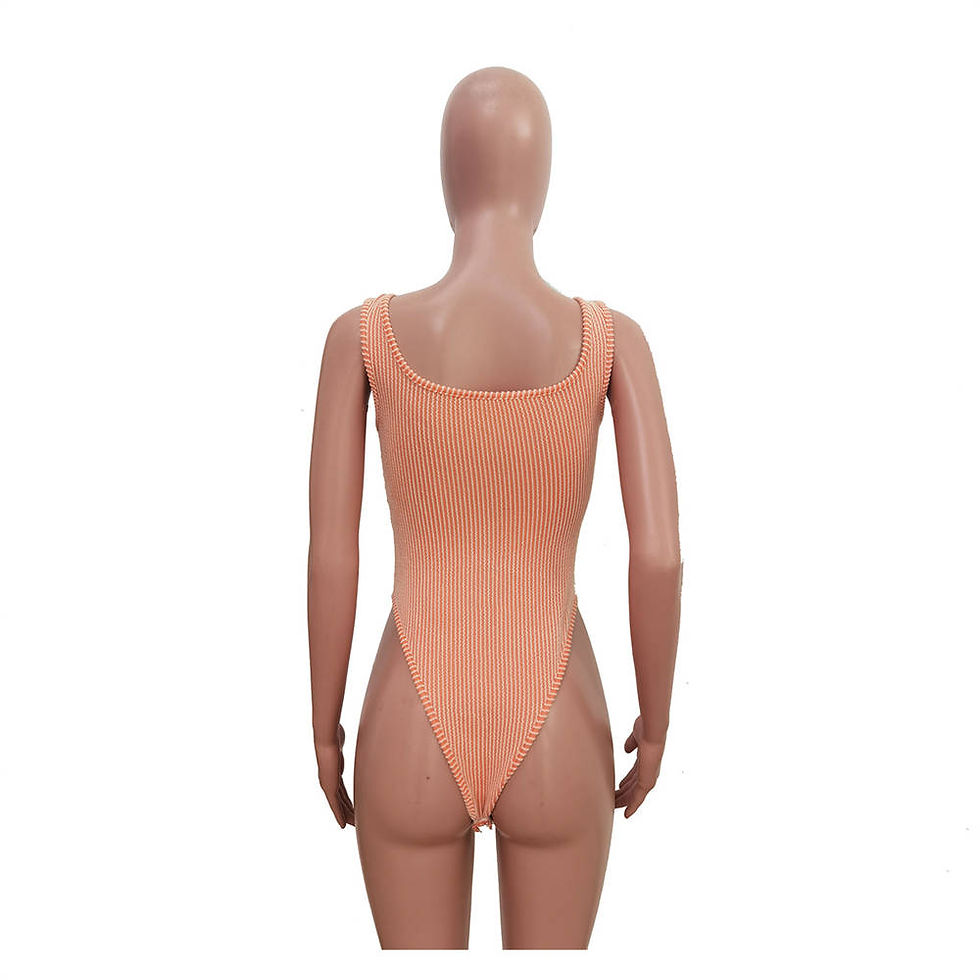 Thumbnail: Two-Piece Ribbed Outfit with Short Sleeve Bodysuit and Pocket Shorts