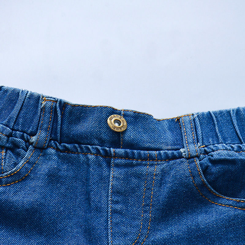 Thumbnail: Cute Baby Girl Denim Jeans – Soft Straight-Leg Pants with Fashion Holes