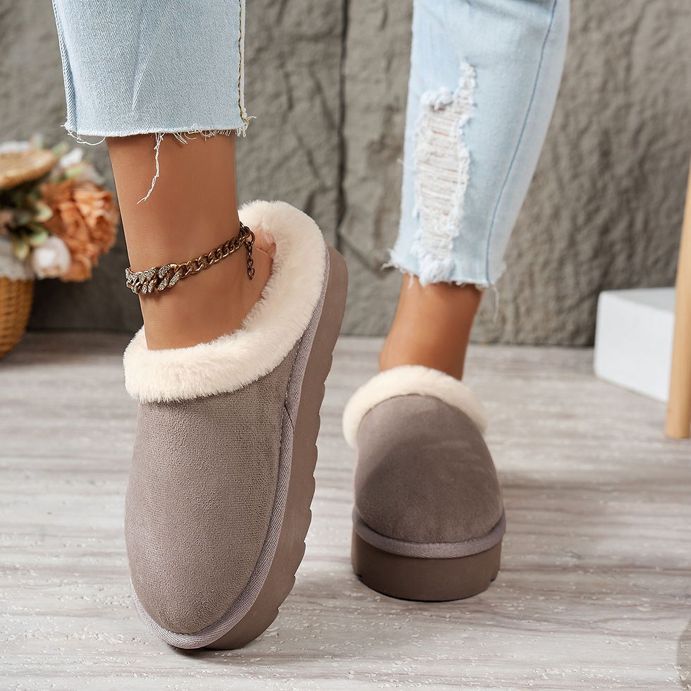 Thumbnail: CozyHaven Fluffy Thick-Sole Indoor Slippers