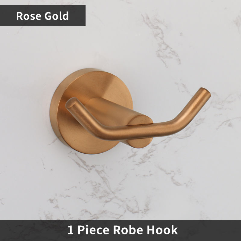 Thumbnail: Stainless Steel Bathroom Hardware Set – Rose Gold Towel Rack & Toilet Holder