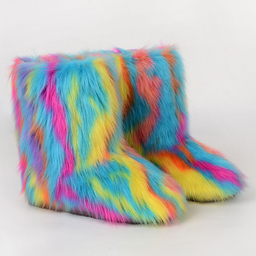 Thumbnail: Women’s Winter Faux Fur Snow Boots – Plush Warm Mid‑Calf Outdoor Boots