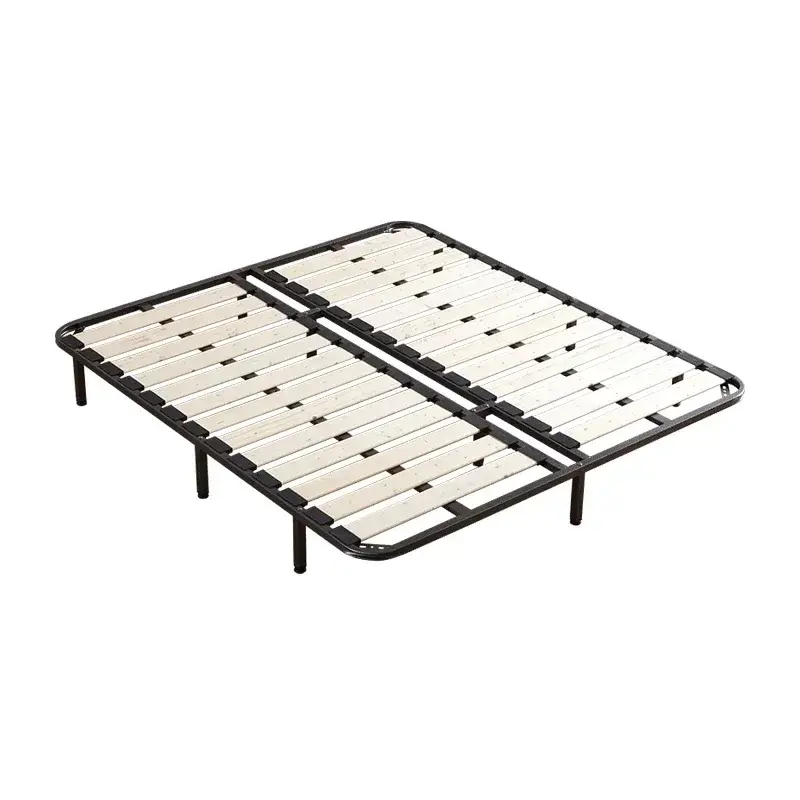 Thumbnail: King Size Tatami Style Wooden Platform Bed Frame – Simple Metal Base