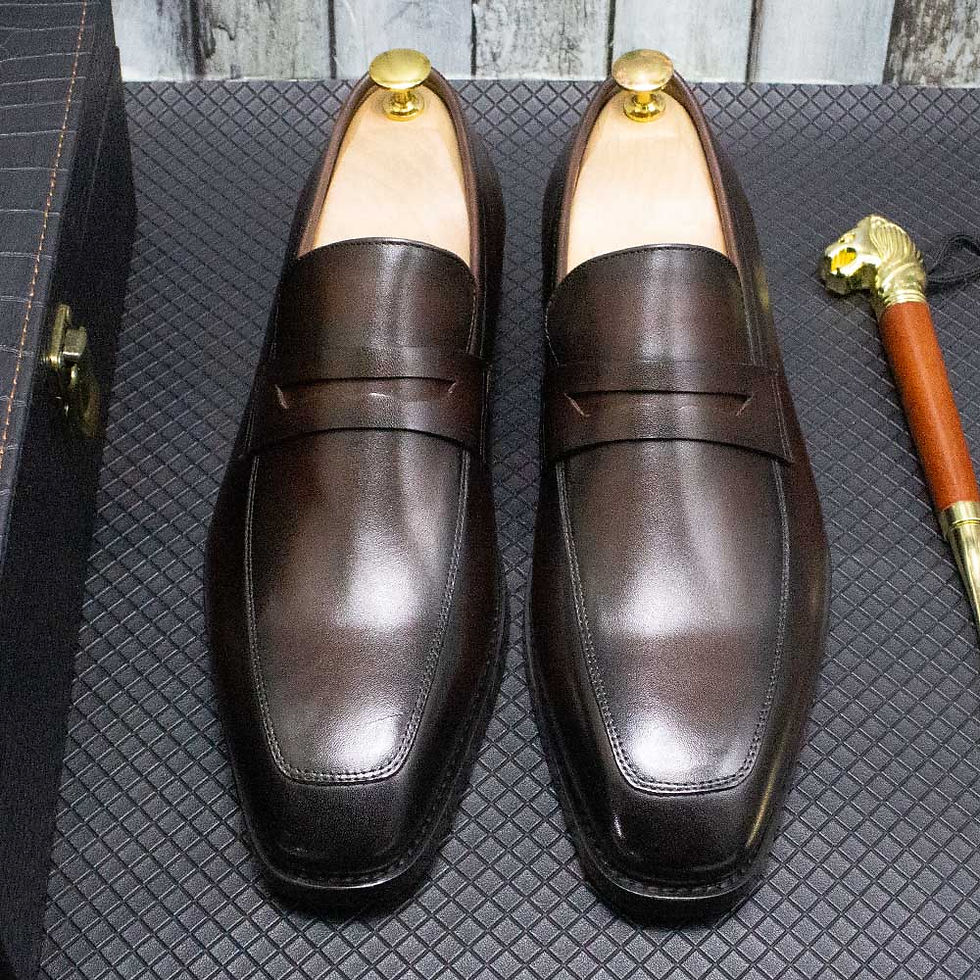Thumbnail: Men's Genuine Leather Penny Loafers, Italian Luxury Design