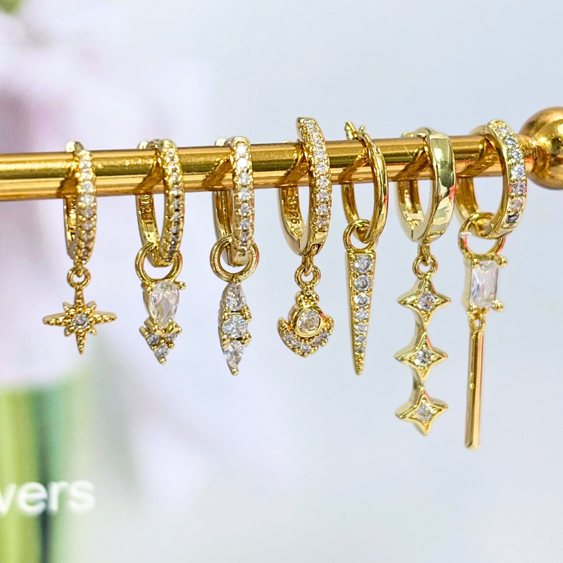 Thumbnail: Sterling Silver Water Drop Hoop Earrings for Women – Elegant Zircon Design