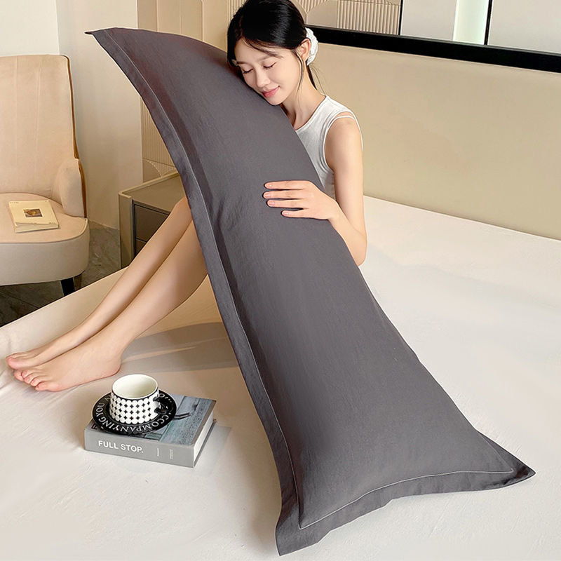 Thumbnail: Solid-Color Washed Double Long Pillowcases 48×100cm Couple Set