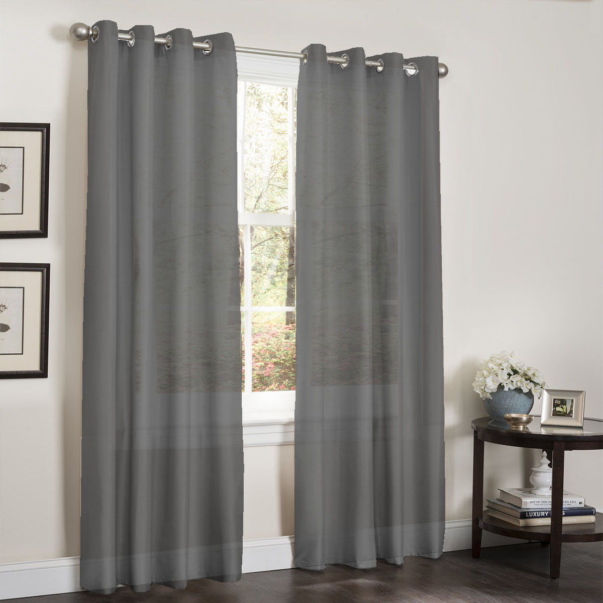 Faux Silk Grommet Window Curtain – 1 Panel for Bedroom & Living Room