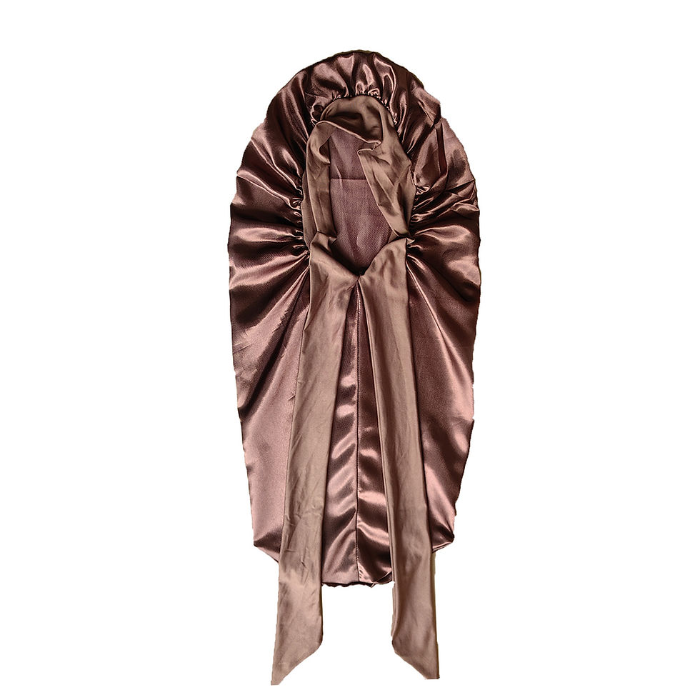 Thumbnail: Multicolor Adjustable Bow Satin Tube Bonnet – Long Hair Care Cap