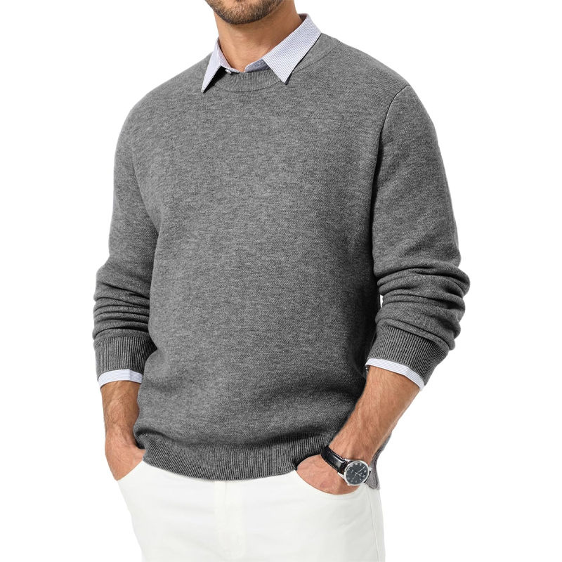 Thumbnail: Men’s Wool‑Blend Knit Crew Neck Sweater – Soft Casual Pullover