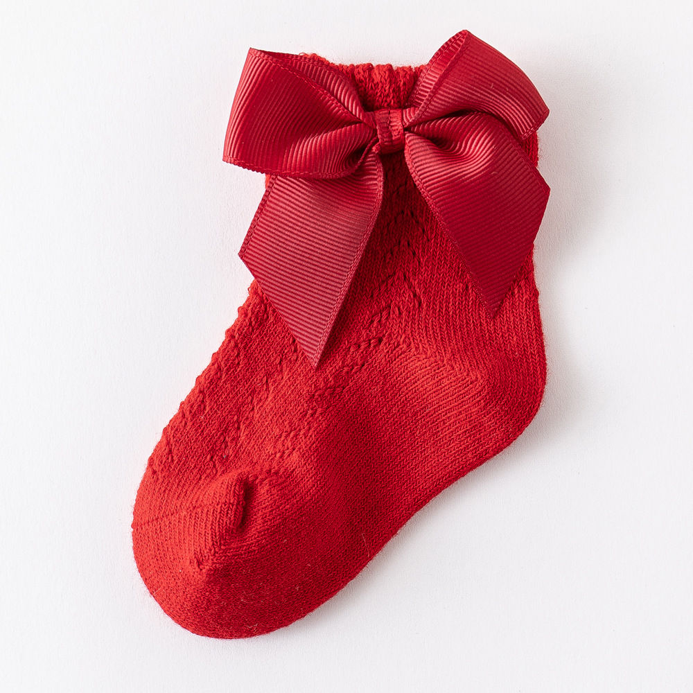 Baby Girl Socks with Bows – Breathable Cotton Short Socks (0–5Y)