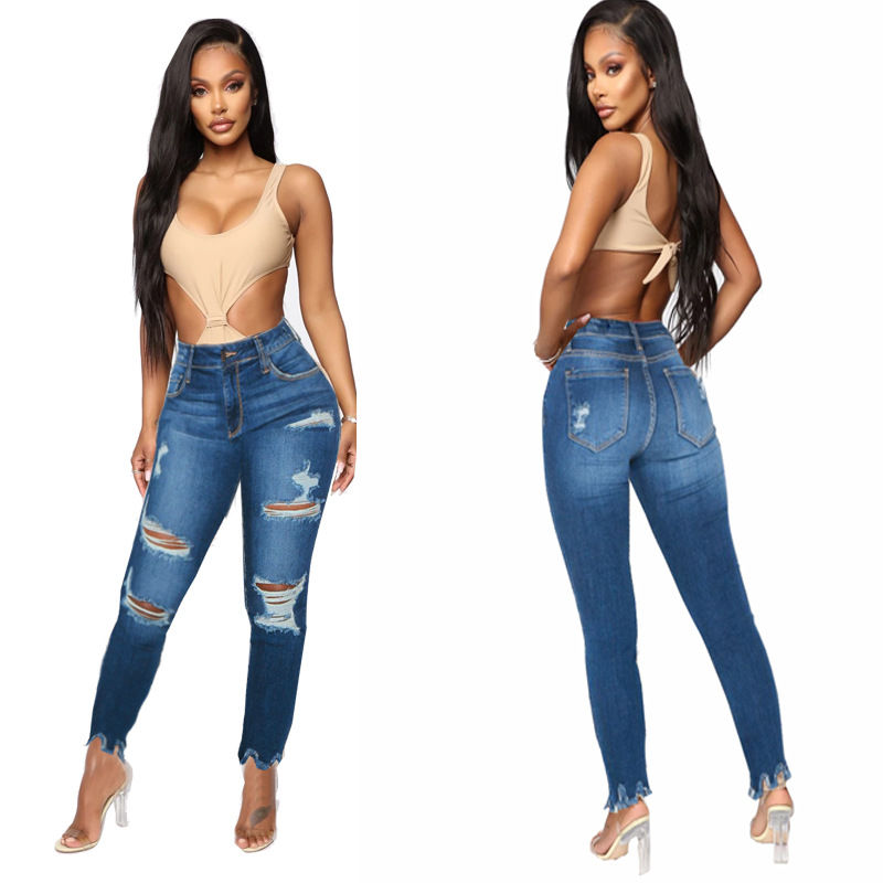 Thumbnail: Plus-Size Ripped High-Rise Skinny Stretch Denim Jeggings