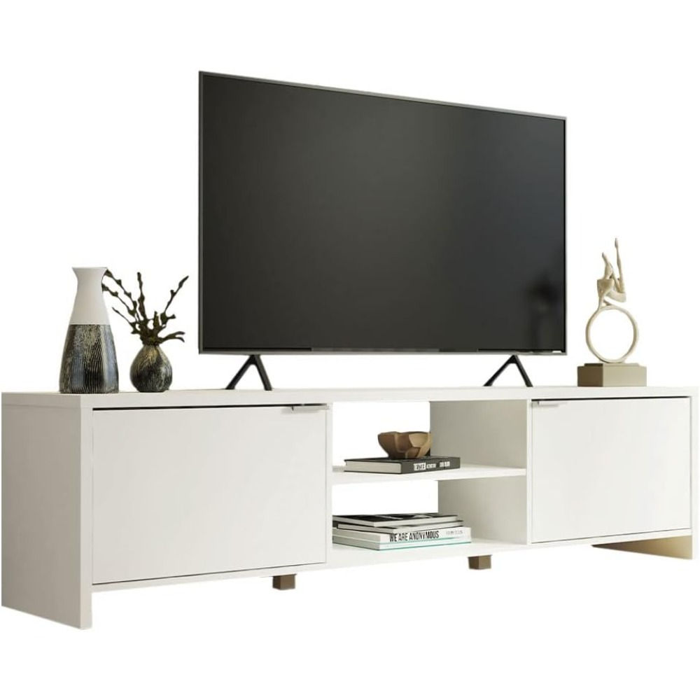 71" TV Stand – Large White Media Console with Cable Management for 65–75" TVs