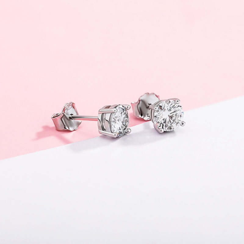 Thumbnail: Moissanite Stud Earrings – 925 Sterling Silver Jewelry for Women