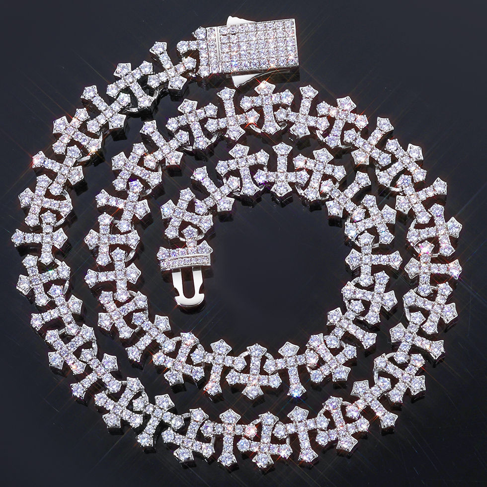 Thumbnail: Iced Reversed Cross Necklace with Cubic Zirconia Chain for Women and Men