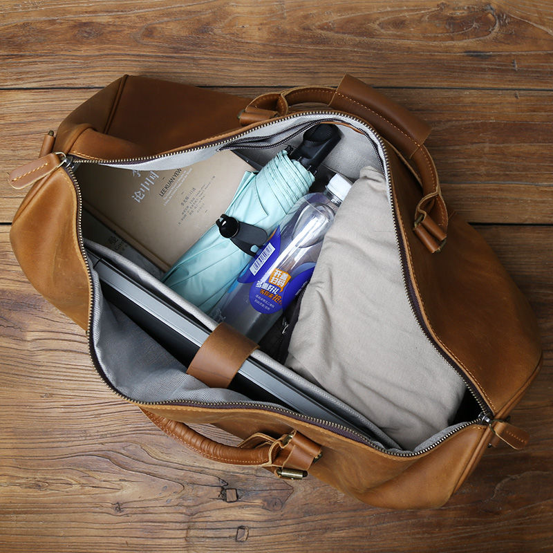 Thumbnail: Retro Genuine Leather Travel Duffle Bag for Men