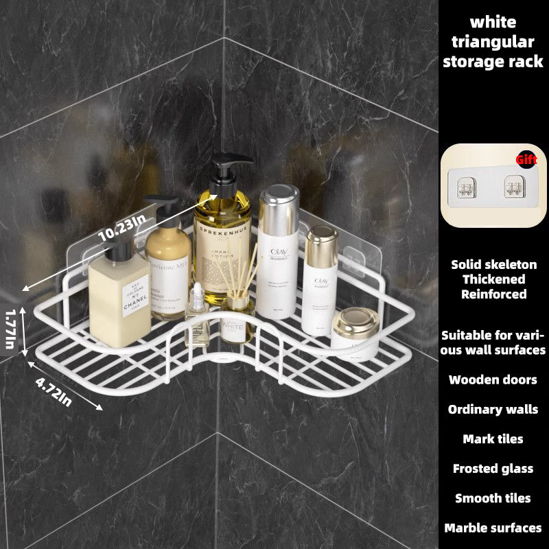 Thumbnail: Adhesive Wall Mounted Metal Corner Shelf Bathroom Organizer