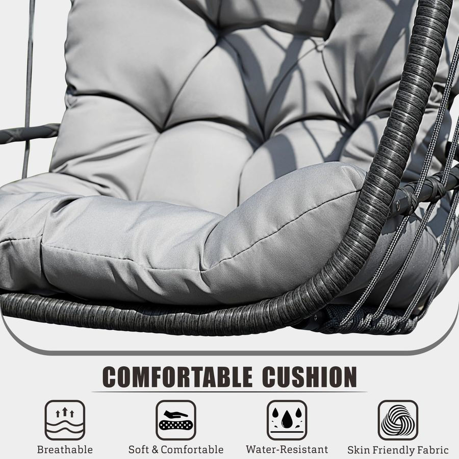 Thumbnail: Egg Swing Chair with Stand – Outdoor Hanging Egg Chair with Cushion