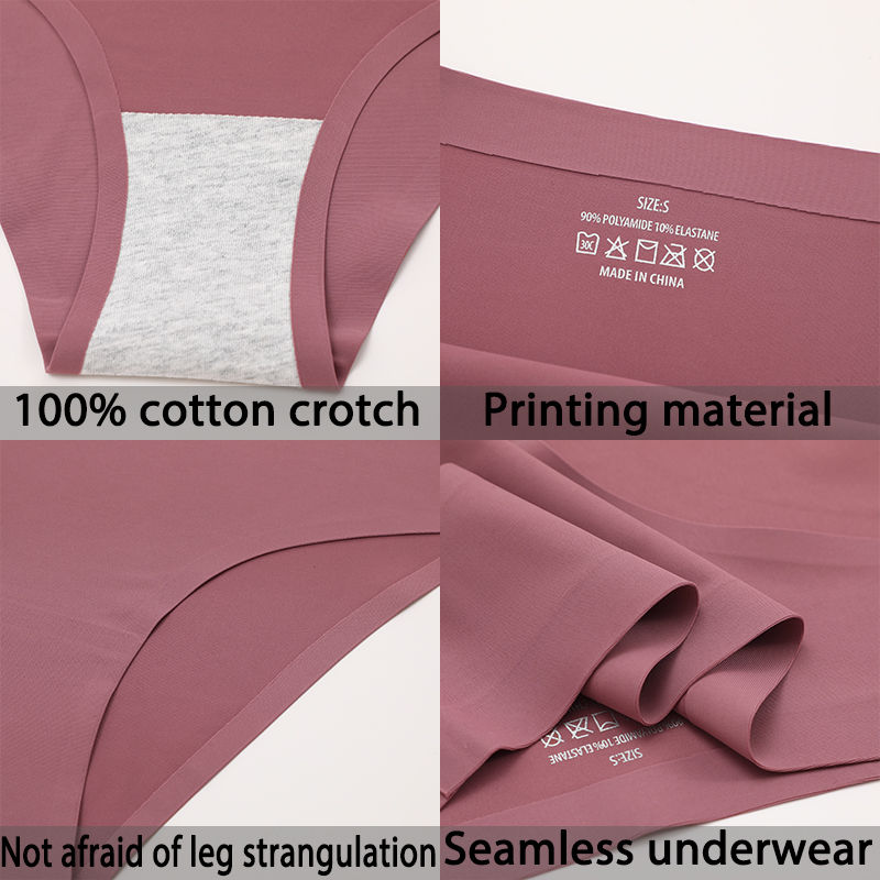 Thumbnail: Women’s 4PCS Seamless Ice Silk Panties Set Low-Waist Brief Underwear