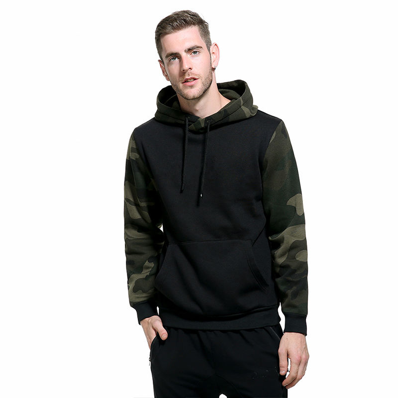 Thumbnail: Men Patchwork Camo Embroidered Hoodie