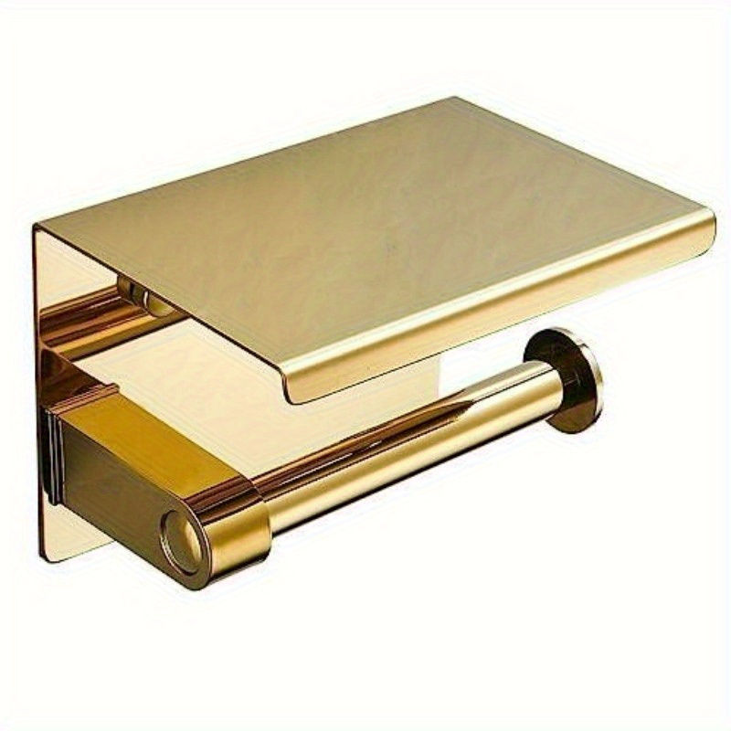 Thumbnail: Stainless Steel Toilet Paper Holder with Phone Shelf – Wall Mount Design