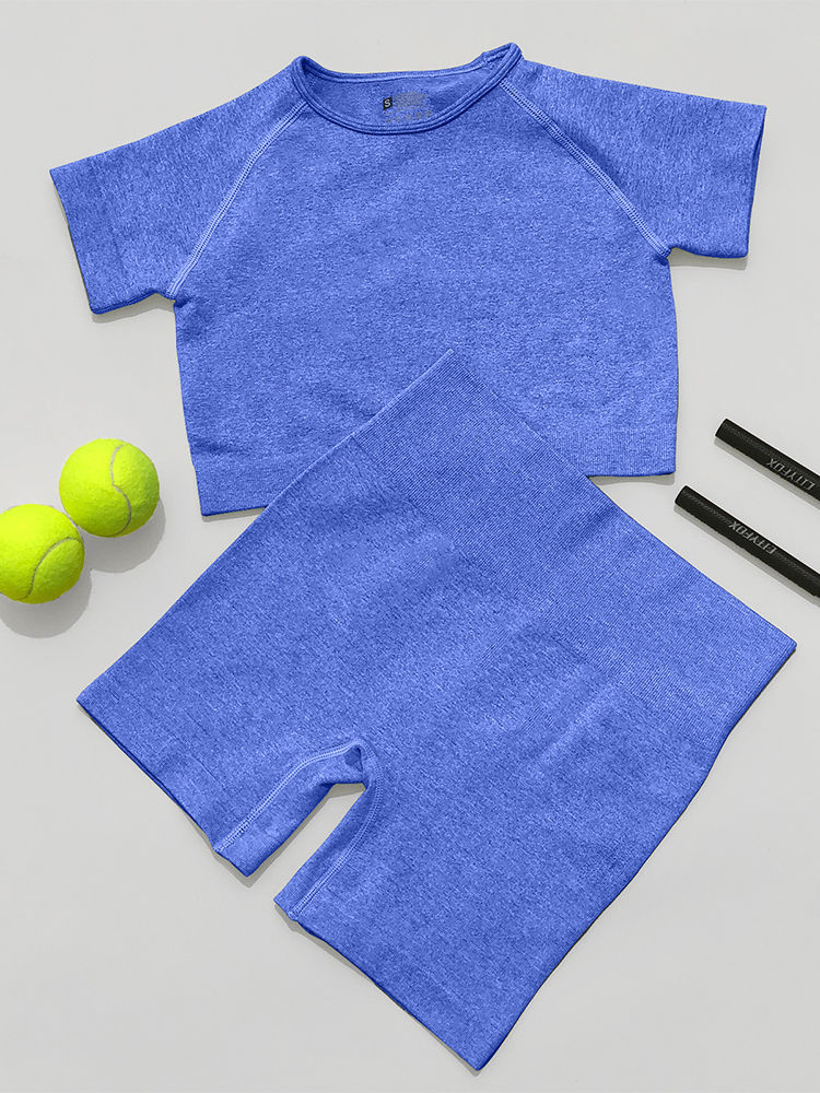Thumbnail: 2PCS Seamless Ribbed Yoga Set for Women with Knitted Sportswear Fit