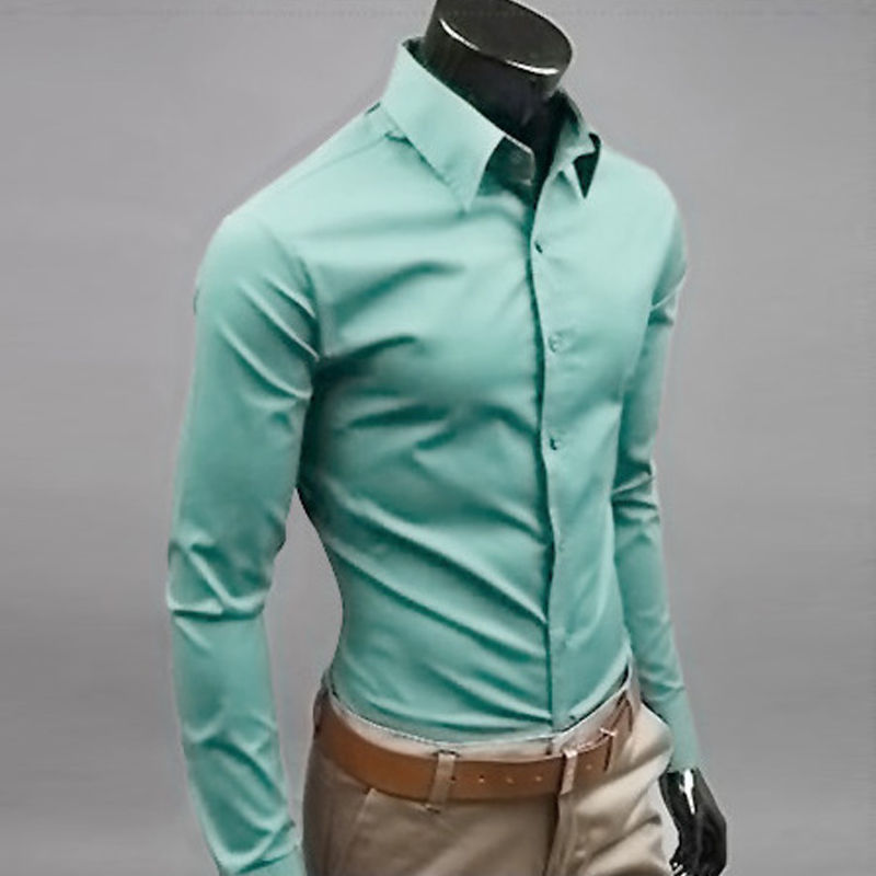 Thumbnail: Men’s Windsor Collar Dress Shirt – Satin Finish, Long Sleeve, Luxury Style