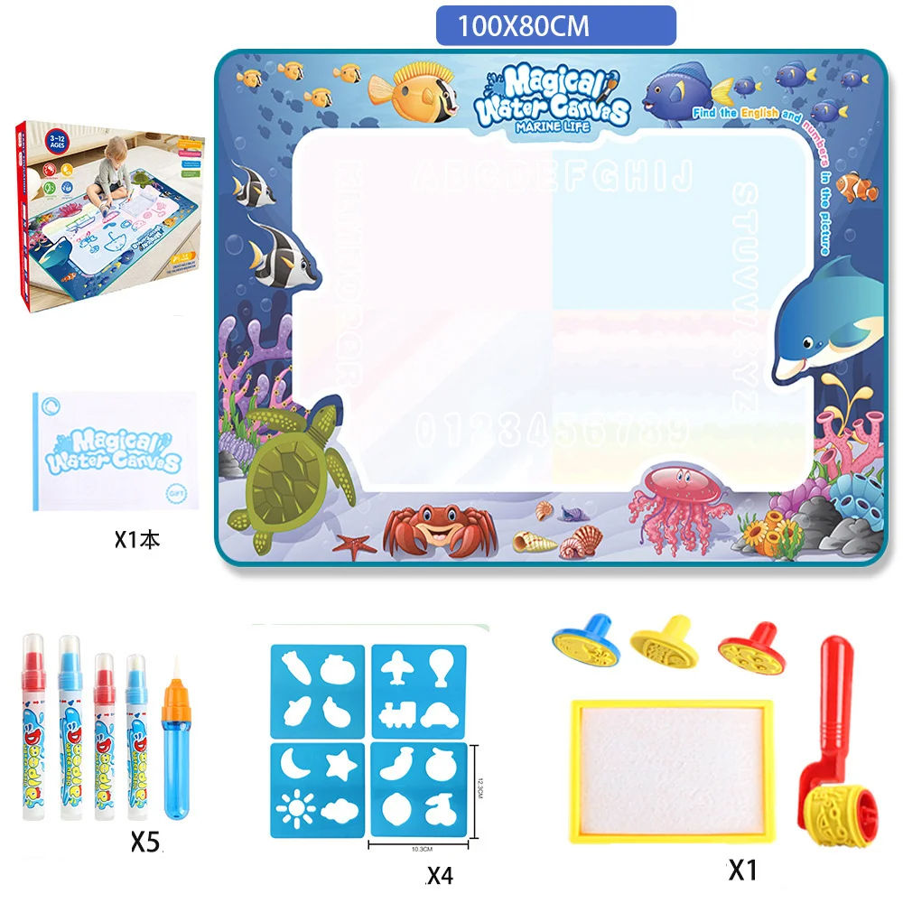 Magic Water Drawing Mat – Reusable Doodle Board with Pens for Creative Learning