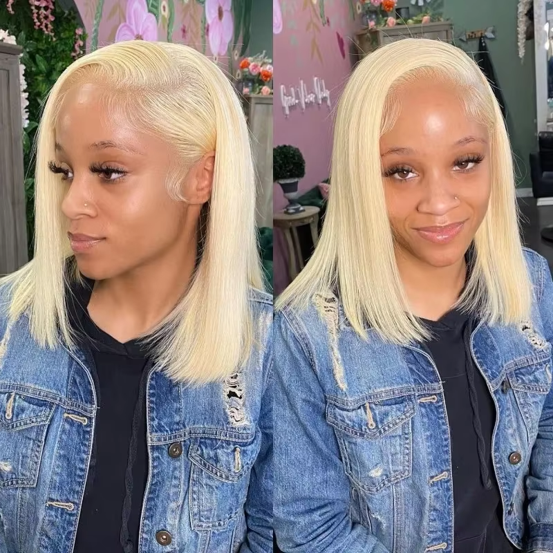 613 Blonde Straight Bob Wig – 13x4/13x6 Lace, 200% Density, Brazilian Hair