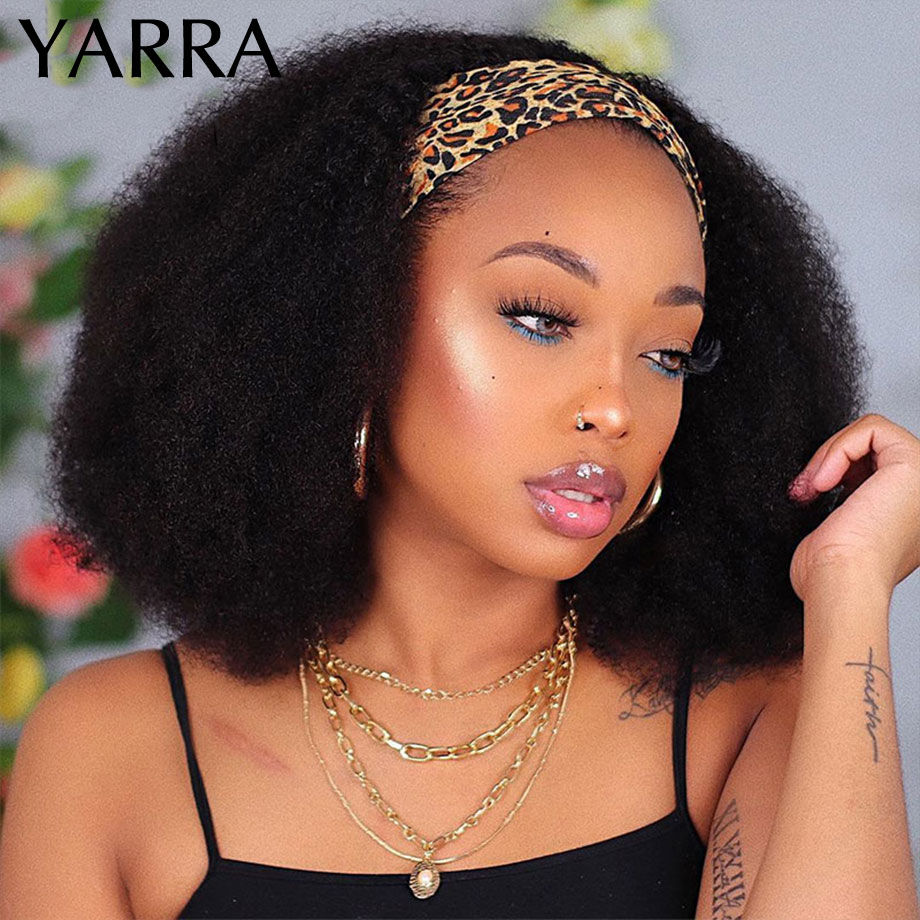 Thumbnail: Afro Kinky Curly Headband Wig – 180% Density Brazilian Human Hair
