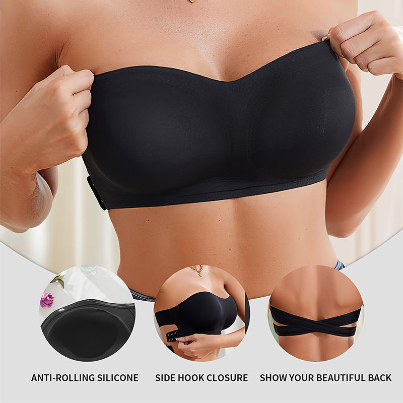 Thumbnail: Strapless Push Up Bra for Women with Removable Pads and Seamless Fit