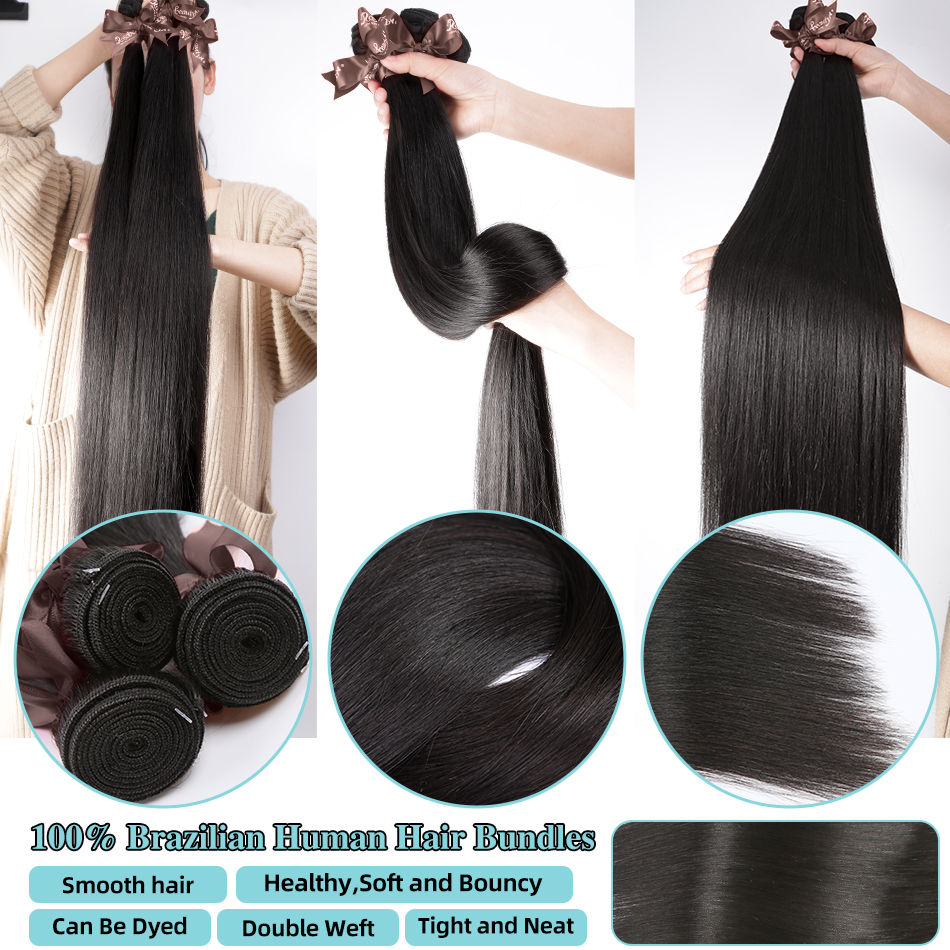 Thumbnail: 30–40 Inch Bone Straight Virgin Brazilian Human Hair Bundles