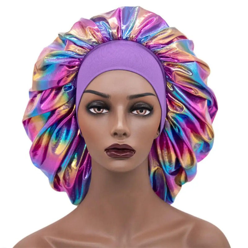 Thumbnail: Women’s Large Satin Sleep Bonnet – Laser Color Thermal Hair Cap