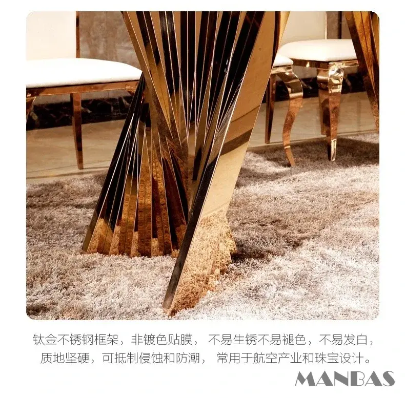 Thumbnail: Luxury Dining Set - 6 Leather Chairs with Rectangular Table