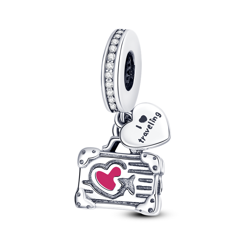 Thumbnail: Family Love Travel Suitcase Airplane Camera Pendant Fit Original Charm